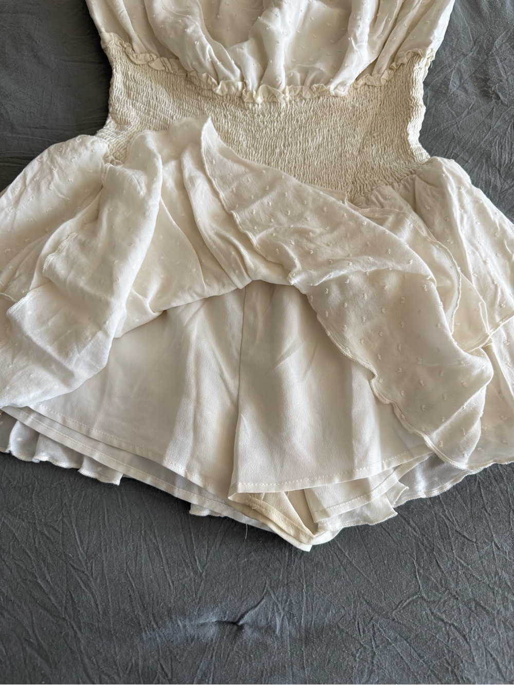 Cream Ruffled Romper - Picture 3 of 6